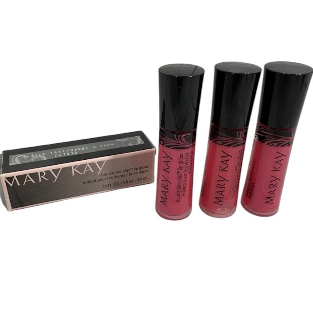 3 MARY KAY NOURISHINE PLUS LIP GLOSS SHOCK TART BUNDLE SET‎ LOT NIB .15FL OZ